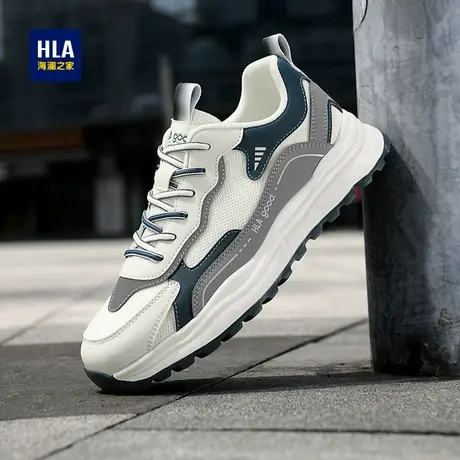HLA/海澜之家男鞋新款夏季时尚透气网面运动休闲鞋增高舒适跑步鞋商品大图