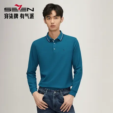 柒牌长袖polo衫男士2024秋季新品多色翻领T恤衫商品大图