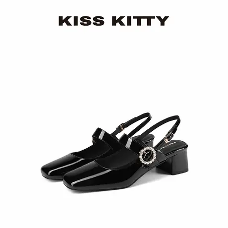 KISSKITTY法式气质包头凉鞋女夏季外穿粗跟后空高跟鞋百搭女鞋商品大图