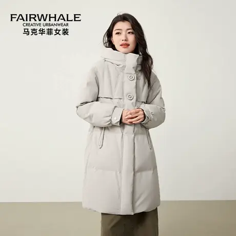 马克华菲中长款连帽羽绒服女款2025冬季新款时尚休闲保暖防风外套图片