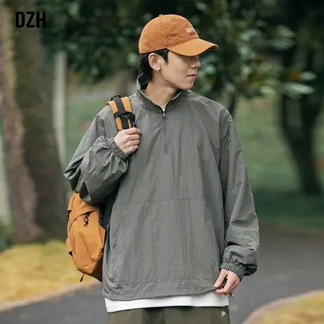 男士半拉链外套男冰丝薄款春夏宽松运动夹克百搭男装2023新款上衣商品大图