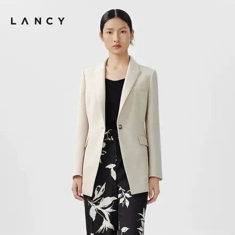 [朗姿奥莱]LANCY/朗姿2024春季新款收腰丝毛西服外套女高级感绵羊商品大图