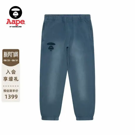 Aape旗舰店男装秋冬猿人字母图案水洗做旧休闲束脚裤C648XXP商品大图