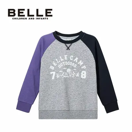 百丽童装男童休闲拼色套头卫衣休闲男宝上衣图片