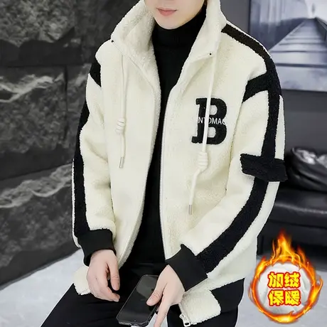 羊羔绒加厚棉服外套男士冬款立领颗粒绒棉衣学生潮牌保暖加绒夹克图片
