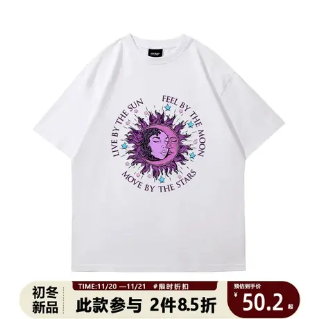 潮牌bf欧美式高街vibe风亚系短袖T恤男宽松oversize半袖上衣夏季商品大图