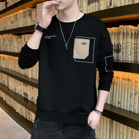 春季长袖t恤男士短袖韩版2025新款打底衫卫衣潮流男装上衣秋衣服商品大图