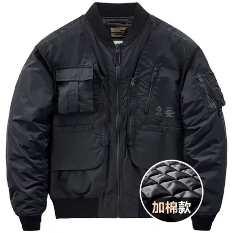 VIP冬季棉衣男加厚飞行夹克机能工装外套假两件设计感棒球服潮牌图片