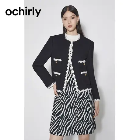 【品牌甄选】欧时力 澳羊毛磨毛呢小香风外套女 2023新款秋冬法式商品大图