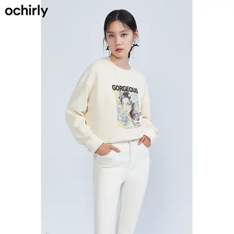 【呼呼严选专享】赵小黎合作系列欧时力 纯棉宽松卫衣新款春印花商品大图