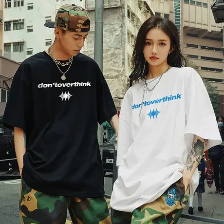Nuthink国潮美式街头宽松潮流简约短袖T恤男潮牌春季情侣半袖上衣商品大图
