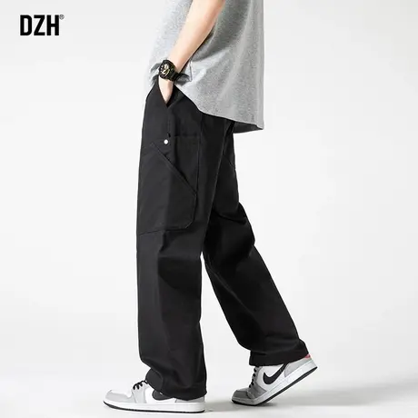 男士黑色裤子男款春季休闲裤美式工装裤直筒裤伐木裤2025新款长裤商品大图