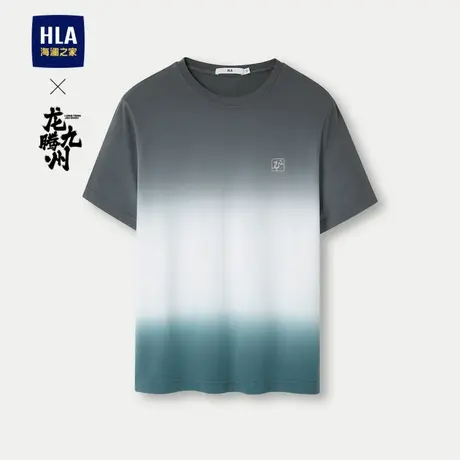 HLA/海澜之家纯棉质地短袖T恤2024春夏新款圆领高周波印花短袖男图片