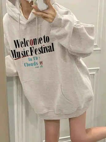 美式复古连帽卫衣女灰色高级感春秋款小个子宽松港味chic外套上衣图片