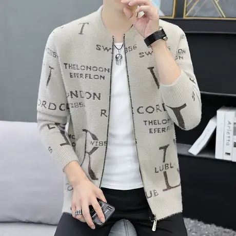 秋冬新款开衫拉链男毛衣休闲针织衫上衣时尚潮流百搭时尚帅气毛衣商品大图