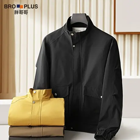 胖哥哥大码男装秋季休闲外套男宽松加肥加大胖子立领工装男士夹克图片