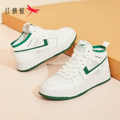 红蜻蜓女鞋2023春夏爆款高帮鞋女学生休闲百搭板鞋网面小白鞋正品商品大图