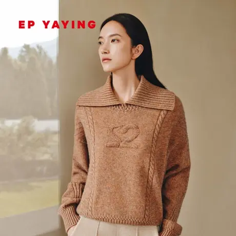[唐嫣同款]EP雅莹女装 羊毛肌理感POLO针织衫 商场同款9522A商品大图