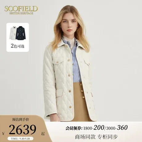 Scofield女美拉德气质经典英伦风菱形绗缝棉服外套2023秋冬新款商品大图