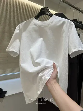 2023年新款 太好穿了自留两色无D推荐！柔软舒适小宽松圆领T恤女商品大图