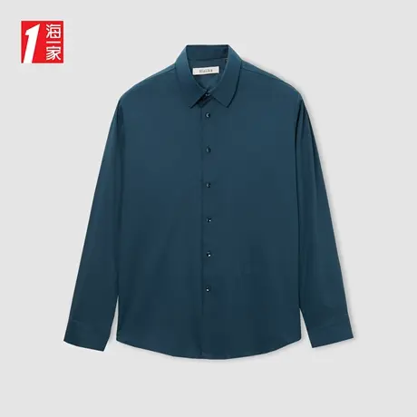海一家商务休闲长衬2023秋季新款沉稳简约中年男士长袖衬衫男商品大图