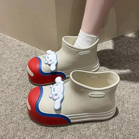 厚底丑萌开口笑雨鞋女ins潮2023春夏季新款轻便防滑可爱卡通雨靴图片