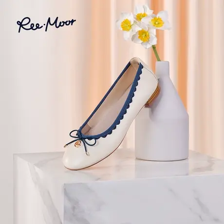 REEMOOR睿慕蝴蝶结平底鞋单鞋软底蛋卷鞋舒卷鞋休闲舒适百搭女鞋商品大图