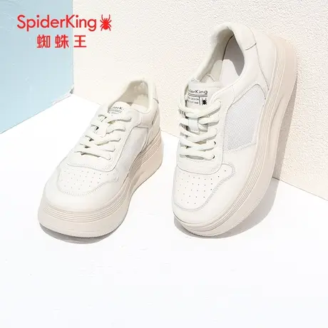 SPIDER KING/蜘蛛王小白鞋女真皮2023夏季商场同款板鞋女厚底网面商品大图