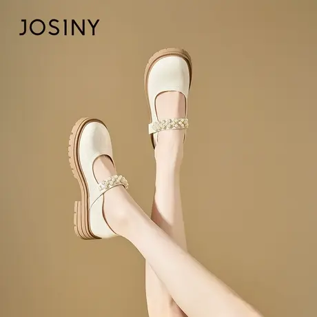 Josiny/卓诗尼洛丽塔珍珠小皮鞋女夏季2023新款日系百搭玛丽珍鞋商品大图