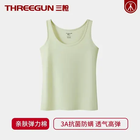 三枪正宗新疆棉女士纯棉背心3A抗菌弹力棉吊带少女无袖打底汗衫夏商品大图