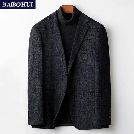 男士西服上衣秋季新款中年商务时尚呢子休闲小西装外套男修身韩版商品大图