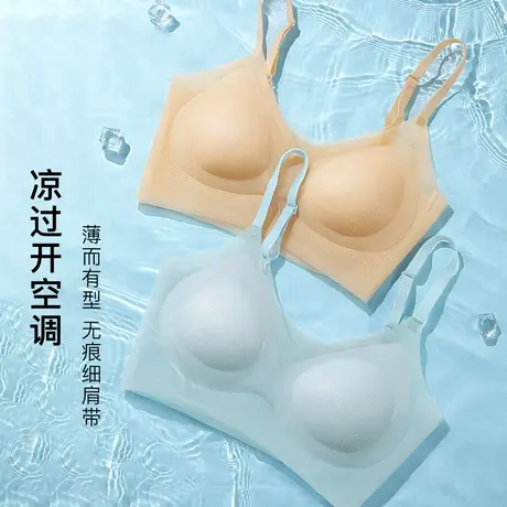 梦芭蒂夏季薄款凉感内衣女透气空调杯聚拢细肩带无痕隐形美背文胸商品大图