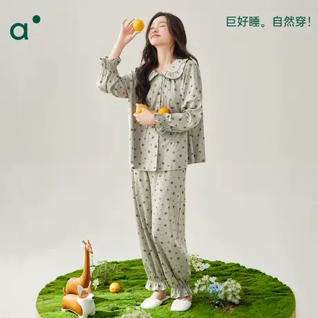 安之伴【巨柔软】春秋款睡衣女纯棉长袖甜美娃娃领宽松家居服套装商品大图