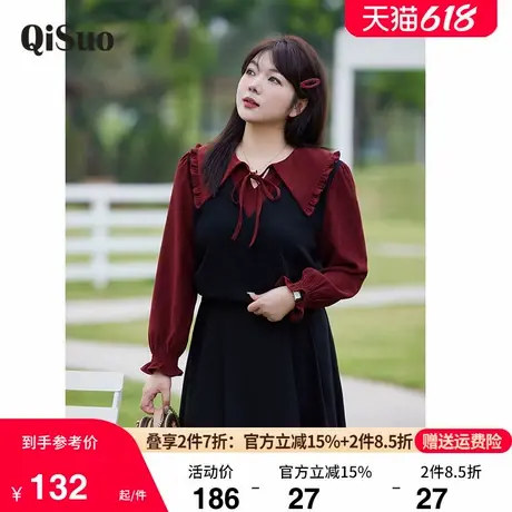 显瘦大码胖MM上衣女冬装新款娃娃领直筒宽松遮肉长袖磨毛减龄衬衣商品大图