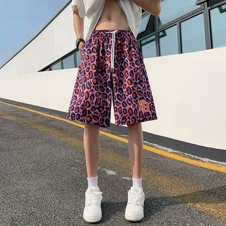 印花运动短裤男夏季薄款速干美式高街ins潮牌宽松休闲沙滩五分裤5商品大图