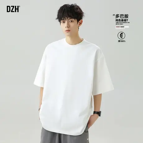 男士白色t恤男纯棉夏季潮牌半袖上衣男款美式高街2025新款短袖潮商品大图