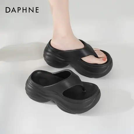 达芙妮沙滩拖鞋女外穿夏2025新款百搭小个子人字拖厚底休闲凉鞋女图片