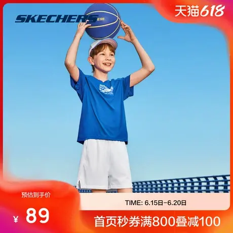 斯凯奇2025夏季新款儿童舒享运动休闲梭织短裤男女通用面料舒适图片