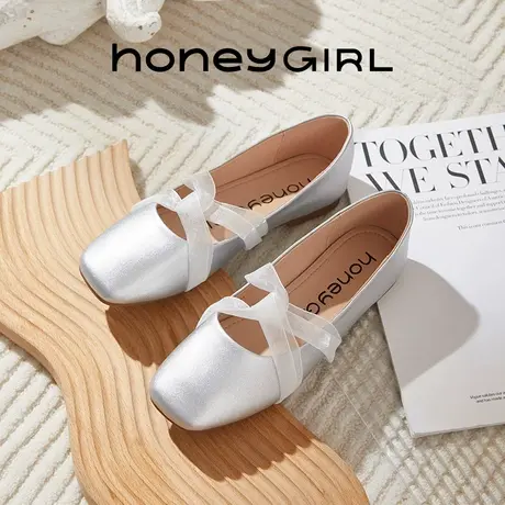 honeyGIRL晚晚风低跟单鞋女春春仙女交叉带法式软底玛丽珍鞋夏季商品大图