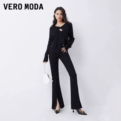 Vero Moda牛仔裤微喇叭裤高腰显瘦复古黑色裤子女▲323132006商品大图