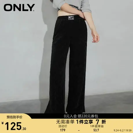 ONLY奥莱夏季高腰直筒显瘦纯色开叉格子休闲裤女商品大图