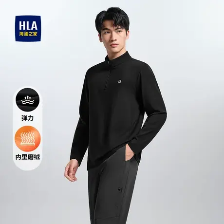 HLA/海澜之家磨绒保暖休闲上衣弹力字母印花休闲风长袖男图片