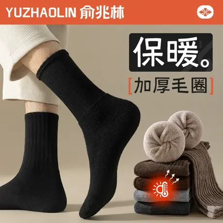 厚袜子男士中筒袜加绒加厚保暖2024秋冬季毛圈长筒袜冬款运动长袜商品大图