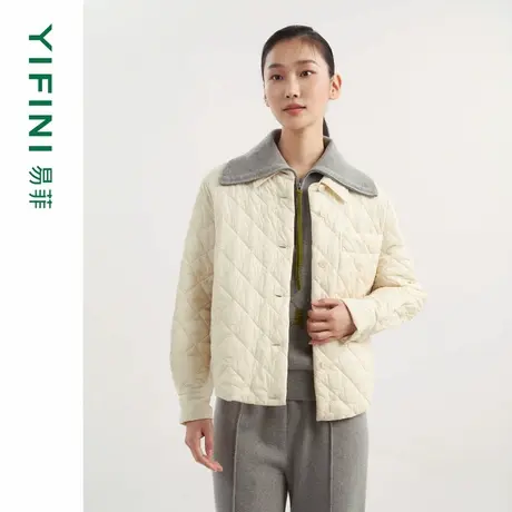 [专柜同款]Yifini/易菲宽松翻领轻薄短款棉服女外套百搭棉衣上衣商品大图
