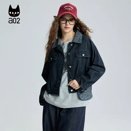 a02宽松牛仔外套女2025新款秋季复古翻领设计感秋装上衣通勤穿搭商品大图