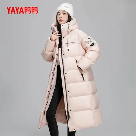 【鸭鸭甄选】羽绒服女2024年冬季新款长款连帽时尚休闲保暖外套Y商品大图