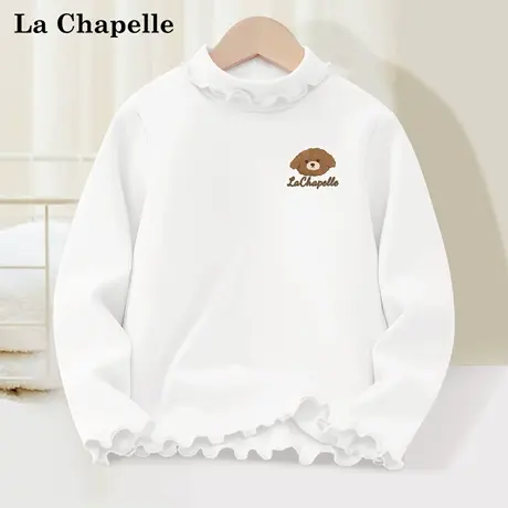 拉夏贝尔童装儿童德绒打底衫2025新款木耳边保暖秋衣女童百搭内搭商品大图
