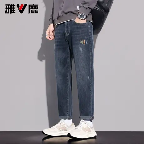 雅鹿2026春季新款青年微宽松水洗牛仔裤男港风潮牌休闲直筒长裤子商品大图