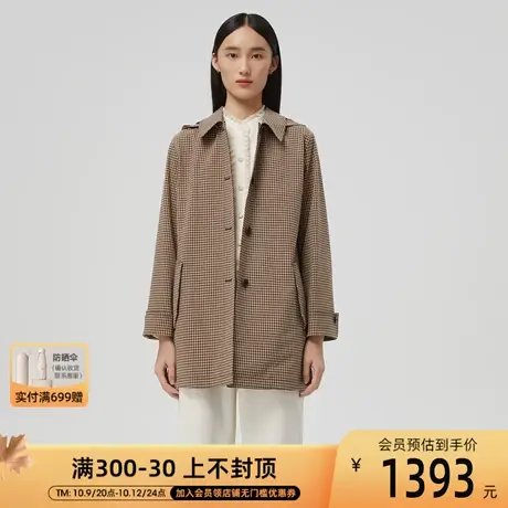 LANCY/朗姿秋季新款格纹收腰风衣外套女高级感显瘦通勤女装图片