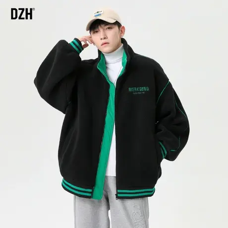 男生冬季羊羔绒外套男加绒加厚立领棉服设计感2023年新款棉衣棉袄商品大图